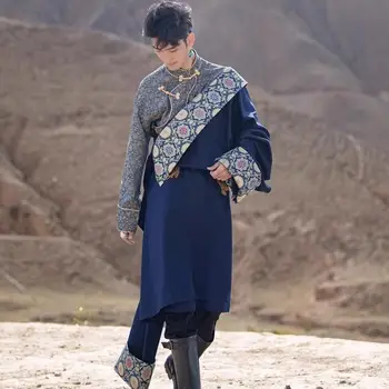 2023 Мужская Новая модная Тибетская одежда в китайском этническом стиле Для фотосъемки на открытом воздухе Характерный Комплект экзотической одежды
