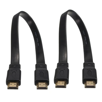 2X коротких штекера HDMI между штекерами Плоский кабельный шнур Full HD для аудио видео HDTV TV PS3