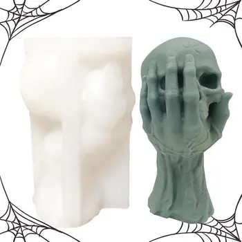 3D силиконовая форма с черепом, готические ручные черепа, форма для свечей на Хэллоуин, декор в виде черепа, Силиконовые формы, формы из смолы, Силиконовые формы для дома