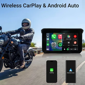 5-дюймовый мотоциклетный специальный навигатор с двойным касанием Bluetooth, Водонепроницаемый Портативный навигатор Moto GPS, Беспроводной CarPlay / Android Auto