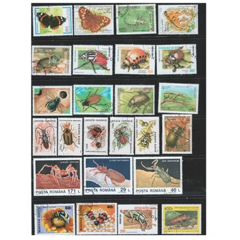 50 шт. / лот, Все разные неиспользованные почтовые марки на тему насекомых для коллекционирования