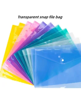 6ШТ Пакетов Для Файлов Документов Формата А4 с Защелкивающейся Кнопкой прозрачные Конверты Для Документов Пластиковые папки для файлов и бумаги