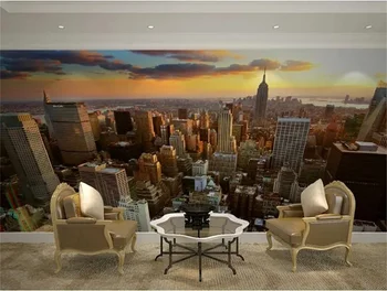 beibehang 3d настенные обои Городской вечерний пейзаж фон диван спальня Телебашня в Нью-Йорке 3d фотообои для стен