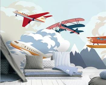 beibehang papier peint papel de parede На заказ, новый современный самолет, облака, небо, детские мультяшные фоновые обои