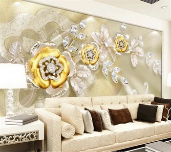 beibehang Пользовательские обои 3D золото бриллиант роза лебедь ювелирные изделия ТВ фон стены 5d декоративная фреска papel de parede 8d обои