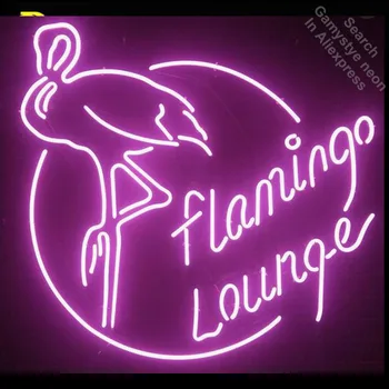 Flamingo Lounge Неоновая Вывеска Неоновая Лампа вывеска Винтажная неоновая вывеска Декор Стеклянная Трубка Ручной Работы Пивной бар паб светящаяся Вывеска