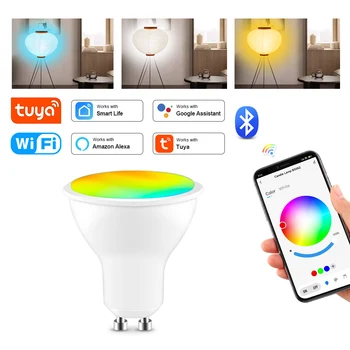 GU10 Tuya Bluetoth/Wifi Умная Светодиодная лампа 220V RGB Smar Лампа Smart Home Decor Dimmable Led Spotlight Работает С Alexa, Google