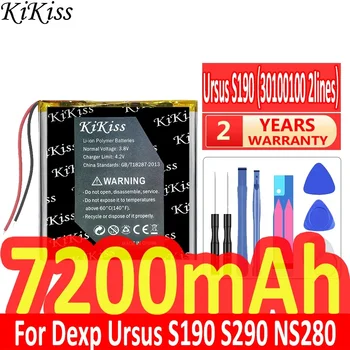 KiKiss Ursus S19030100100 2 линии 7200 мАч Аккумулятор Для Dexp Ursus S190 S290 NS280 A179i 10XW Z380 NS180 8W 3G P180 LTE Аккумуляторы