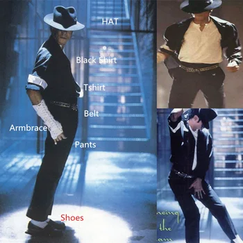 MJ В память о Майкле Джексоне Классический Черно-Белый ПОЛНЫЙ КОМПЛЕКТ Панк-Нарукавника US Star Music Halloween Show Подарок Крутая рубашка