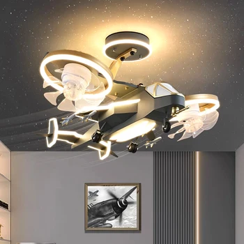 Nordic Aircraft Светодиодный Потолочный Вентилятор для Столовой Детской Спальни Подвесной Светильник Для Внутреннего Домашнего Декора Люстра Hanglamp