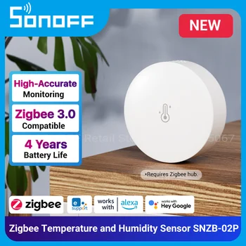 SONOFF Zigbee Датчик температуры и влажности SNZB-02P Высокоточный монитор для Умного дома через eWeLink Работает с Alexa Google