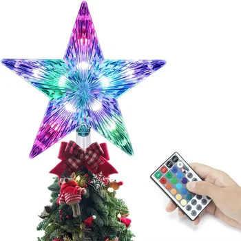 Thrisdar Dia22CM Christmas Star Tree Topper Lights 25 LED RGB с Дистанционным Питанием от USB Star Treetop Light для Декора Рождественской Елки