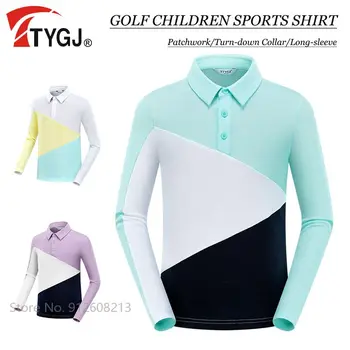 TTYGJ/ Осенне-Весенняя Рубашка-поло для Гольфа с длинными рукавами Для мальчиков и девочек, Детская Мягкая Спортивная Рубашка Для гольфа, Детская Повседневная Спортивная Одежда в стиле пэчворк S-XL