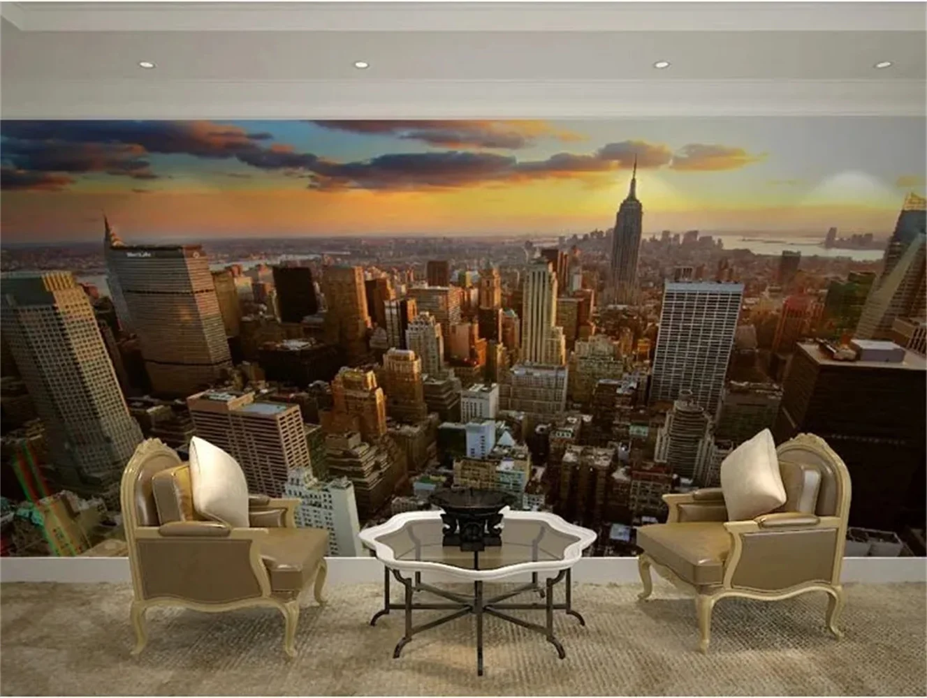 beibehang 3d настенные обои Городской вечерний пейзаж фон диван спальня Телебашня в Нью-Йорке 3d фотообои для стен