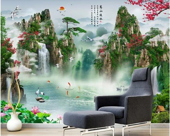 бейбехан Красивый пейзаж в китайском стиле водопад украшение стен 3D обои высокогорная индивидуальность водное папье-маше
