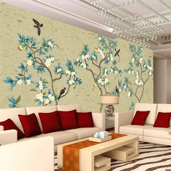 бейбехан Пользовательские обои 3d фотообои большая ручная роспись китайского цветка и птицы HD фон обои для гостиной спальни