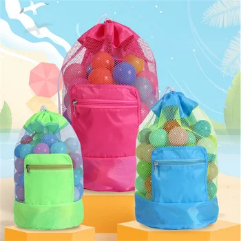 Большая вместительная сумка для хранения детских игрушек Сумка-тоут Складная пляжная сетчатая сумка Дорожный Пляжный органайзер Портативный Сетчатый рюкзак для хранения
