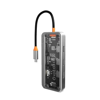 Гигабитная Док-станция 10-В-1 Type C Концентратор USB, Совместимый с RJ45, Устройство для чтения SD-карт, Зарядное устройство PD мощностью 100 Вт, концентратор USB 3.0