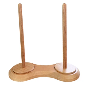 Двойной деревянный держатель мотка пряжи для вязания крючком, держатель пряжи для вязания, шпиндельный дозатор пряжи, инструмент для вязания крючком, легко заменяемый