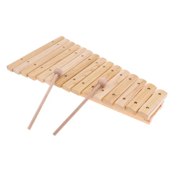 Деревянный ксилофон с 15 нотами и 2 молотками для детей, детские музыкальные развивающие игрушки