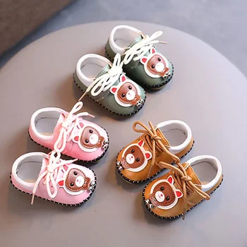 Детская обувь Новая сумка с медвежонком Для мальчиков, обувь для малышей, Милая кожаная обувь для девочек, милая и удобная