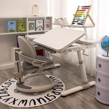 Детский стол для учебы, стол для учащихся начальной школы, домашний письменный стол, регулируемый стол для учебы и стул