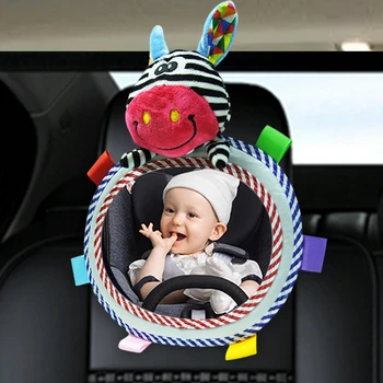 Детское автомобильное зеркало, заднее сиденье, Зеркало заднего вида, плюшевые игрушки с мультяшными животными, Регулируемые зеркала заднего вида для детской коляски