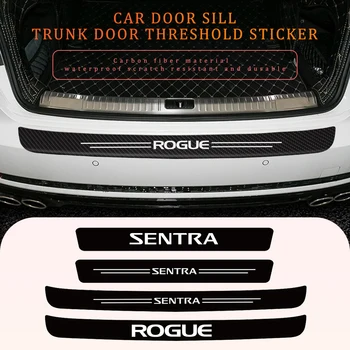 Для Nissan Rogue Sentra Teana Tiida Порог двери автомобиля, Пороги заднего багажника, износостойкие наклейки из углеродного волокна, Автоаксессуары