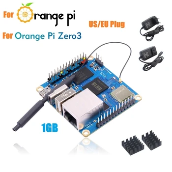 Для Orange Pi Zero 3 Development Board 1GB + Радиатор H618 Wifi5 + BT 5.0 Для Android 12 Debian12 Ubuntu22.04 Простая Установка US Plug