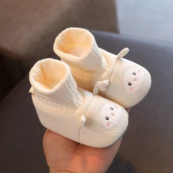 Домашние носки для малышей 0-1 лет, кроссовки для новорожденных мальчиков, осенне-зимний Теплый хлопковый носок для девочки с милым мультяшным младенцем