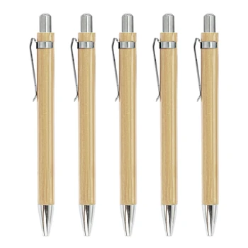 Дружественная Бамбуковая Ручка Выдвижные Черные Шариковые Ручки для Письма, Офиса