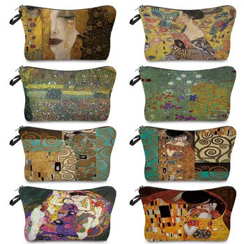 Женская косметичка с принтом слез, написанная маслом, Повседневные модные косметички Gustav Klimt, Настраиваемая женская сумка для туалетных принадлежностей для путешествий