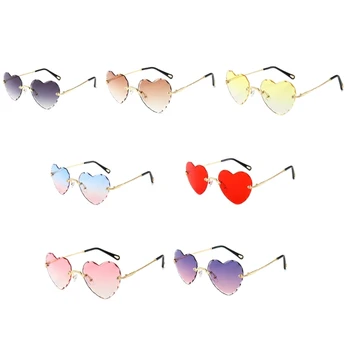 Женские солнцезащитные очки без оправы, солнцезащитные очки в форме сердца, солнцезащитные очки в форме сердца, очки для девичника, очки в форме сердца, Очки