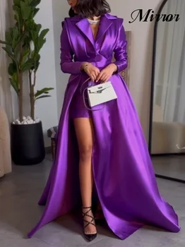 Зеркальное платье Элегантное Винтажное Простое фиолетовое платье трапециевидной формы с V-образным вырезом, индивидуальное платье для выпускного вечера, Вечерние платья для вечеринок