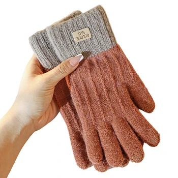 Зимние вязаные теплые перчатки из волокна альпаки, теплые вязаные перчатки на флисовой подкладке с сенсорным экраном для женщин, зимний подарок для девочек