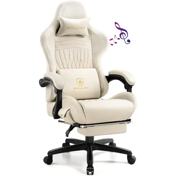 Игровое кресло GTPR, Компьютерное кресло с Подставкой Для ног и Динамиками Bluetooth, Эргономичное Игровое Кресло С Высокой спинкой, Откидывающееся Игровое кресло
