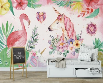 Изготовленные на заказ шелковые обои листья фламинго из Юго-Восточной Азии, украшение детской комнаты, 3D-обои, фреска