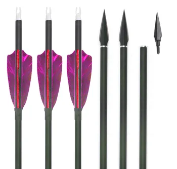 Изогнутые / Составные стрелы для лука ID6.2mm Spine300/350/400/500/600/700/800 Съемные наконечники для стрел из чистого углеродного пера, тренировочные стрелы