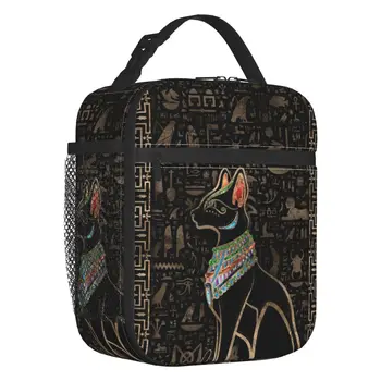 Изолированная сумка для ланча Egyptian Cat Bastet для школьного офиса, Богиня Древнего Египта, термос-холодильник для ланча для женщин и детей