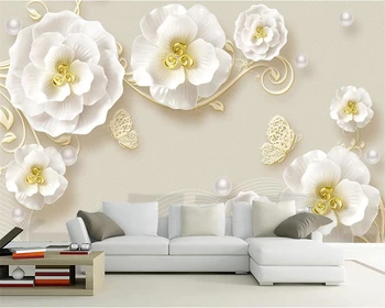 Индивидуальные обои с 3D-тиснением ювелирный цветок современный минималистичный европейский стиль гостиная спальня фоновое украшение стен