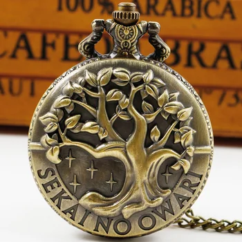 Карманные часы с бронзовым рисунком древа жизни, антикварное ожерелье, часы-брелок с цепочкой, кварцевые часы для мужчин и женщин