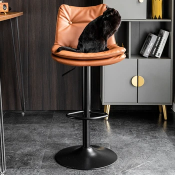 Кожаные обеденные стулья в стиле ретро, Роскошная Кофейная стойка, вращающийся барный стул, Маникюрный дизайн, Табуреты для бара Sandalye Furniture YX50BY