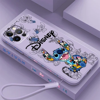 Комиксы Disney Lilo & Stitch Liquid Left Rope Для Apple iPhone 15 14 13 12 11 XS XR X 8 7 SE Pro Max Plus Mini Мягкий Чехол Для Телефона
