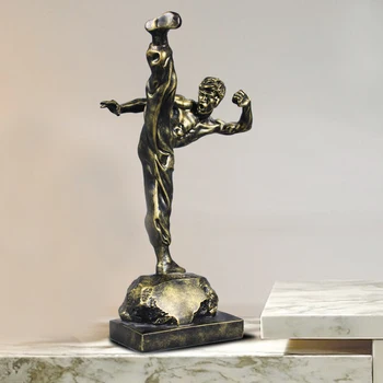 Король Кунг-фу Брюс Ли, коллекция фигурок из смолы, модель скульптуры, украшение рабочего стола для домашнего офиса, Подарочная статуя, декор для дома