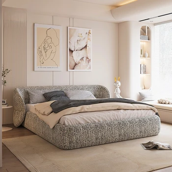 Кремовый стиль легкая роскошная ткань простая средневековая спальня с двуспальной кроватью