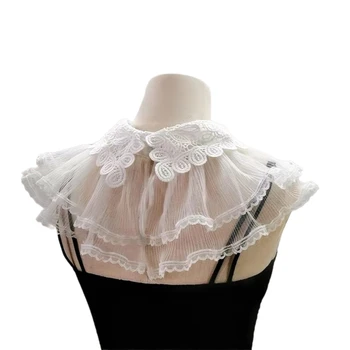 Кружевной накладной воротник с цветочным узором, элегантное женское платье-рубашка, декоративный воротник
