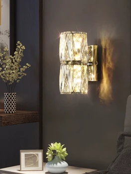 Легкий роскошный хрустальный настенный светильник для прохода в спальню, прикроватная лампа, современный светодиодный простой настенный светильник для гостиной.