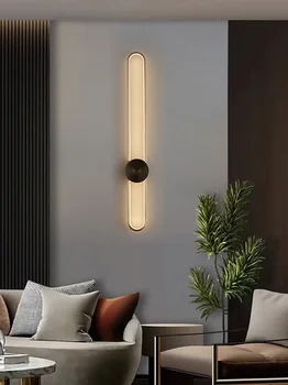 Минималистский настенный светильник Прикроватная лампа для спальни 2023 Современная минималистская вилла Решетка для гостиной Полоса для прохода Фоновая стена Настенный светильник