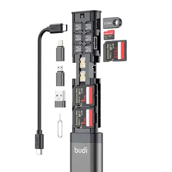 Многофункциональный кабель для чтения SD-карт 9-в-1 и USB 3.0 Type-C для телефона, внешней камеры и компьютерного адаптера с синхронизацией OTG