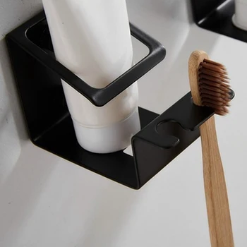 Модернизированный подстаканник для зубной пасты из нержавеющей стали, черные садовые самоклеящиеся аксессуары Tandenborstelhouder Zwart